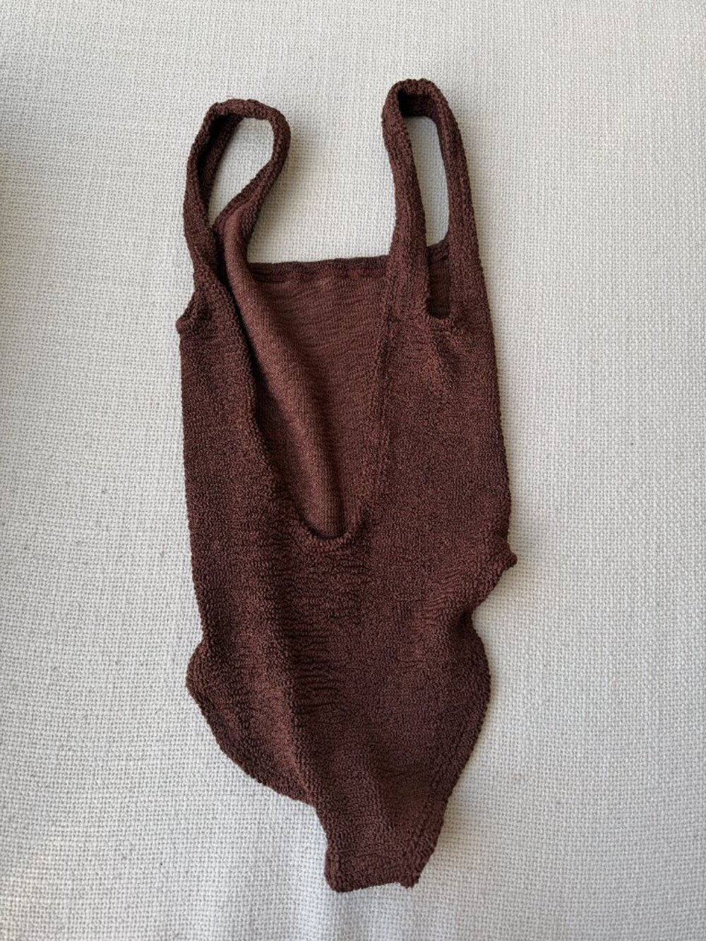 Hunza G Swimsuit Square Neck Swim Metallic Chocolate - Picture 5 of 7
